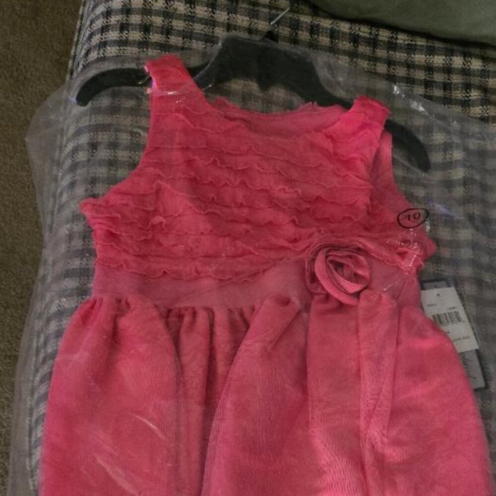 Jayne Copeland Girls Trimmed Bodice Dress in Coral Size 10